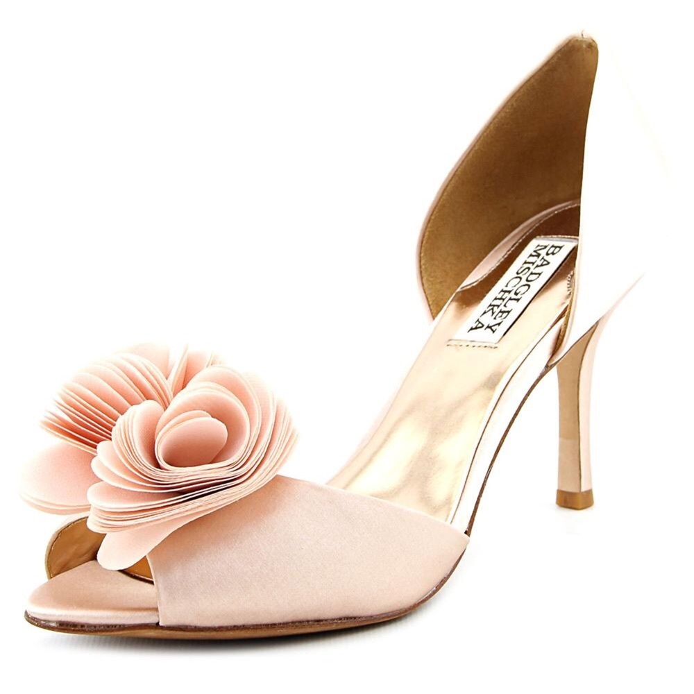 Badgley Mischka Pink Heels with Floral Detail